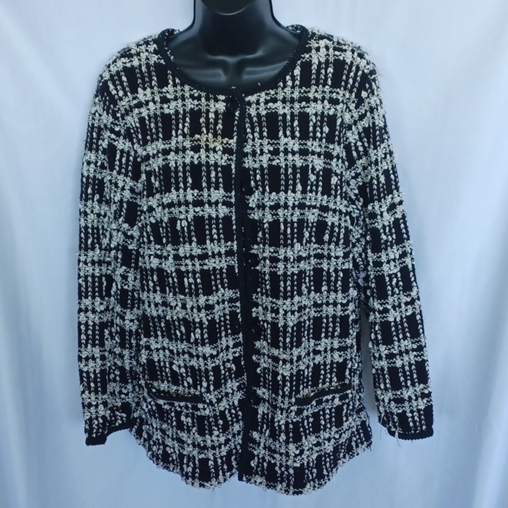 JM Collection plaid button front jacket